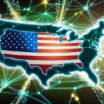 USA map digital fintech network global power