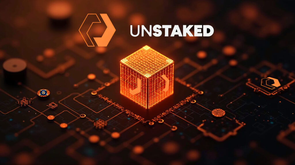 Blockchain graphic featuring Unstaked (UNSD) Presale and BlockSavvy logos.